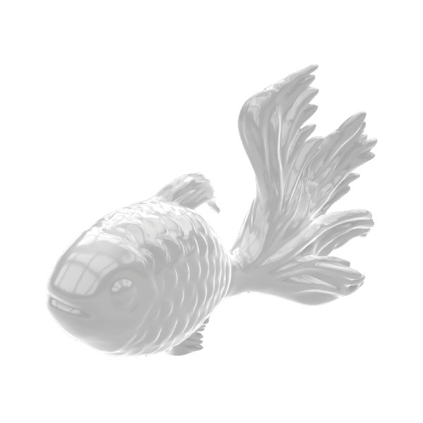 High-Tail Rainbow Fish Goldfish sculpture - Dynamic resin art with a dramatic tail design